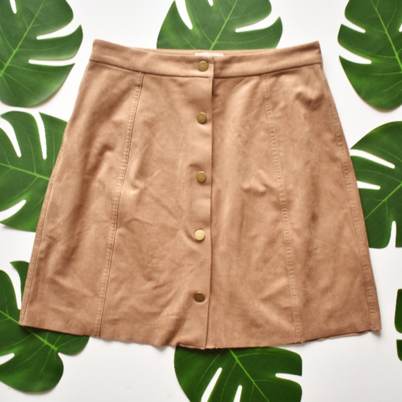 suede skirt button front